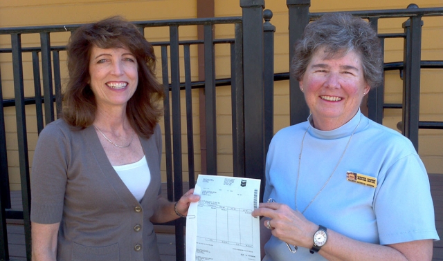Martha Gentry accepts a $4500.00 grant check on behalf of The Fillmore Historical Museum from Leslie Klinchuch, Project Manager, Chevron Environmental Management Co. The funds are to be used for museum programs and projects especially during the Centennial of the Incorporation of the city in 2014. All of us at the museum are pleased that Chevron supports the efforts of the Board and Members whose goal is to safeguard and display the history of Fillmore, Piru, Sespe and Bardsdale.