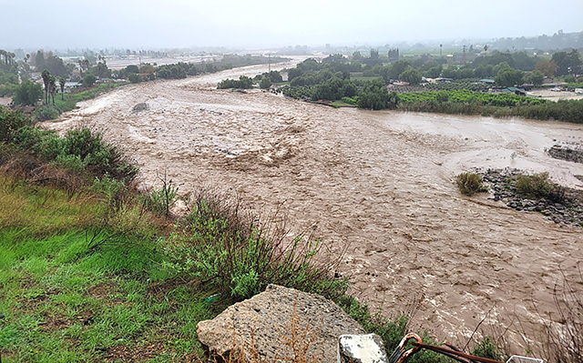 Above and inset are photos from the top of Goodenough Road, “Deadman’s Curve”, taken Wednesday, December 24, 2025, at 11:04am, after a full night of heavy rains came through Fillmore. Photo credit Gazette staff.