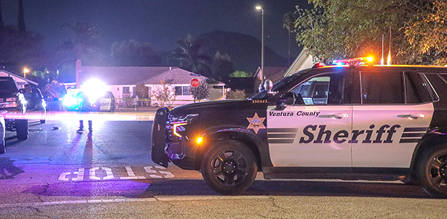Sheriffs cordoned off the crime scene on Burson Lane and Oliver Street Sunday night, where a shooting took place. The call went out as a 16-year-old male, shot in the lower abdomen. The shooter fled and police are asking for the community’s assistance in identifying the suspect. Photo credit Angel Esquivel.