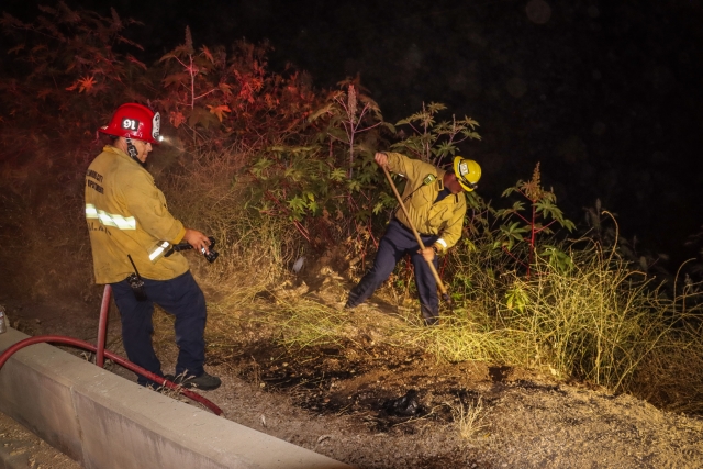 On Wednesday, July 3rd, at 11:30 p.m., the Fillmore Fire Department responded to a reported brush fire in the 1500 block of Goodenough Road. Arriving firefighters discovered a small brush fire, which they quickly extinguished. Photo credit Angel Esquivel-Firephoto_91.