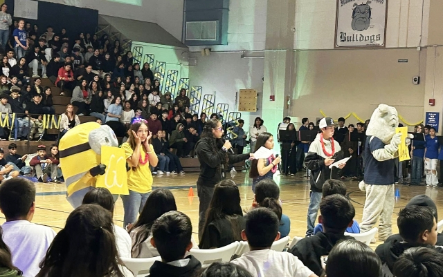Fillmore Middle School students and staff participated in fun and games at their Minion Rally in preparation for state testing. The highlight of the event was watching Principal Plugge get slimed. Fillmore Middle School Principal Jenny Plugge said, “Everyone enjoyed some fun getting ready at out Minion Rally. Our Bulldogs are ready for state testing!” Courtesy https://www.facebook.com/497825872344899/posts/1264181722375973.