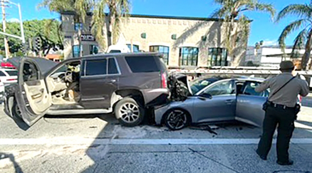 On Wednesday, October 15th, at 9:02 a.m., Fillmore Police Department, Fillmore City Fire, and AMR Paramedics responded to a two-vehicle accident near the intersection of Ventura Street and A Street. Arriving firefighters found two vehicles with moderate damage. One patient was taken to a local hospital, condition unknown. Photo credit Angel Esquivel.