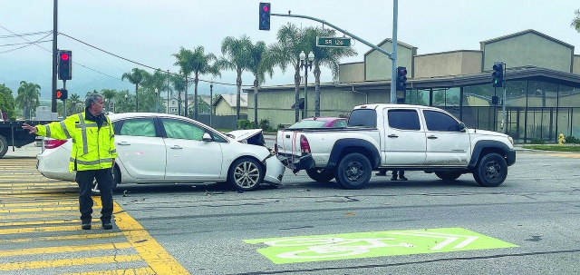 On Tuesday, April 22nd, at 8:14 a.m., Fillmore Fire Department, AMR Paramedics, and Fillmore Police responded to a two-vehicle accident at Ventura Street and Central Avenue. Minor injuries were reported. Cause of the crash is under investigation. Photo credit Angel Esquivel.