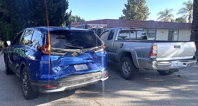 On Thursday, July 2, the Fillmore Police Department, Fillmore City Fire, and AMR Paramedics responded to a two-vehicle traffic collision near the intersection of Ventura Street and B Street. Minor injuries were reported, and the cause of the collision remains under investigation. Photo credit Angel Esquivel.