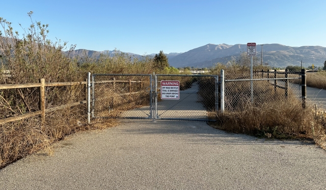 Due to winter storms that damaged the sub-structure of the Sespe bike path, “warning” signs have been posted at the entry gates .  The city is currently in the design phase of the repairs. Construction should begin in late spring and the area should be re-opened for summer use. Photo credit Gazette staff.