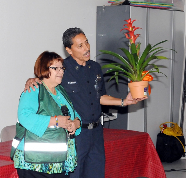 Rancho Sespe’s instruction coordinator Maria R. Lopez with Captain Huerta.