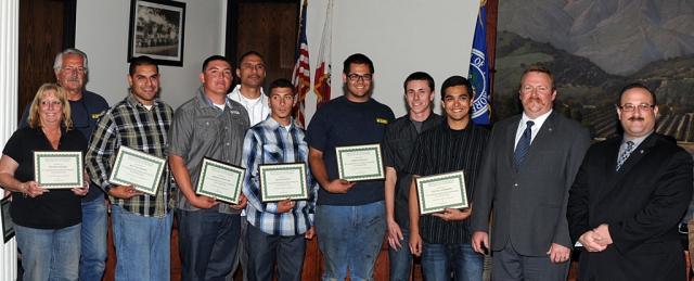 Pictured above are several of the individuals recognized for help and support they gave during the Goodenough Fire Incident. They all received plaques from the City of Fillmore.