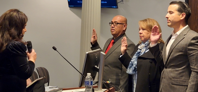 On Tuesday, December 13th, Fillmore City Council held the swearing in of its newly elected council members, Albert Mendez, Carrie Broggie and Christopher Gurrola, pictured above. Also selected as Mayor was council member Mark Austin, and for Mayor
Pro Tem, Christina Villasenor.