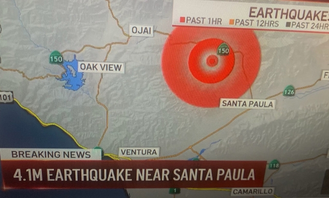 Dr. Lucy Jones, USGS Seismologist: A preliminary 4.0 magnitude earthquake struck about five miles northwest of the city of Santa Paula in Ventura County, Saturday, February 26th, at 5:44 pm, according to USGS. The quake had a depth of about 16 miles, USGS reported. Shaking was felt throughout the Ventura County region as well as various parts of Los Angeles County. No injuries or damage was reported. USGS initially reported the quake as a magnitude 3.9 before upgrading it to 4.1, then adjusting it to 4.0. It was followed by a 3.1 magnitude quake three hours later, 6.2 miles northwest of Santa Paula at a depth of 11 miles. A 3.9 magnitude earthquake on February 10th, 2022, was 6.2 miles northwest of Santa Paula at 11.67 miles deep.