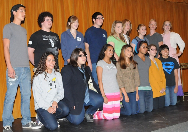 The drama class under the direction of Josh Overton performed 7 of their best performances of 2011 for the ladies of the Ebell Club. Some were funny, some serious, some corny but all delightful for the ladies. The kids who are in the drama class are some of the most multi-talented in the high school. Josh gave a brief summary of the many students featured today. In the picture in no particular order are:Kiana Hope, Andrea Ponce, Skyler Brecheen, Chris Rojas, Chris Rodriguez, Soleil Laurent, Gabriel Melendez, Melissa Nunes, Robbie Monoz, Candace Stines, Dakota Galarza, Claire Faith, Brandy Nisbet, Sarah Pace, Hans Bergkamp,and Lynn Ferguson.