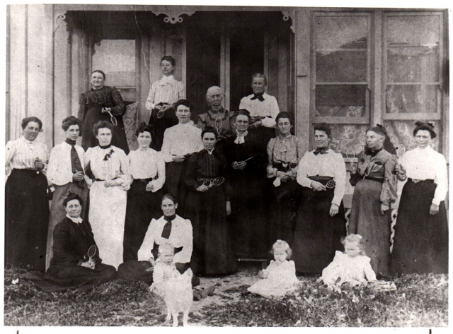 1903 Women's Alliance of the Fillmore Presbyterian Church with their egg beaters.