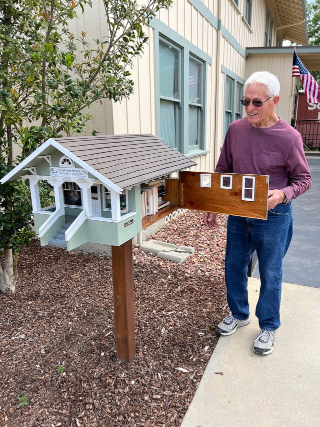 Fillmore’s Jack Stethem with the Hinckley House Little Free library which currently sits in front of the Fillmore Historical Museum. Photos credit Fillmore Historical Museum.