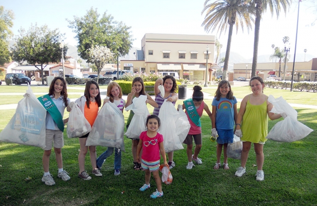 Girl Scout Troop 60697, of Fillmore, did an Earth Day clean up on Friday walking from Shiells Park to City Hall picking up trash. The girls in the photo are Ashley McNight, Ellie Zielsdorf, Maddie Davis, Jillian Graves, Jayni Rolfe, Kalista Rodriguez, Jaelina Ramirez, and Jordyn Rolfe. The weather was hot but we had a lot of fun anyway.