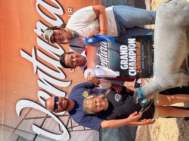 Fillmore’s Justin Harber, 12, with Semoore Grange, won Grand Champion Showman with Junior Grange Sheep “Buccee, a Blue Ewe, at this year’s Ventura County Fair. It is his second year entering the fair. Justin is pictured with his parents John and Ashley Harber, and his little sister Paisley. Congratulations, Justin!!