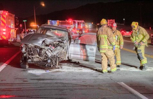 On February 2nd, 2022, at 5:28pm, the Ventura County Fire Department, California Highway Patrol, and AMR paramedics were dispatched to a reported two-vehicle collision in the westbound lanes of SR126 near Center Street, Piru. Arriving fire crews reported two vehicles, a Toyota 4Runner and a Ford F-250 pickup truck were involved. The driver of the 4Runner was trapped and required extrication, and was described as being in critical condition. Ventura County Fire Department helicopter was dispatched to the scene, but was later cancelled. The driver was transported by AMR paramedics to Henry Mayo Newhall Hospital. Two other people sustained minor injuries; both declined medical treatment. The collision blocked both westbound lanes, with motorists being diverted onto Center Street. Both eastbound lanes were also closed while authorities removed the vehicles from the roadway. All lanes were reopened before 6:40pm. Photo credit Angel Esquivel-AE News.