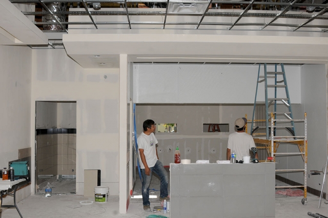 Workers were seen inside the Waba Grill which is gearing up to open at the end of September. Tofu veggie bowl anyone?