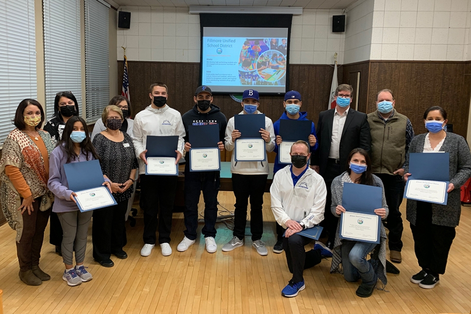 First Team All League athletes recognized at Fillmore Unified Board Meeting