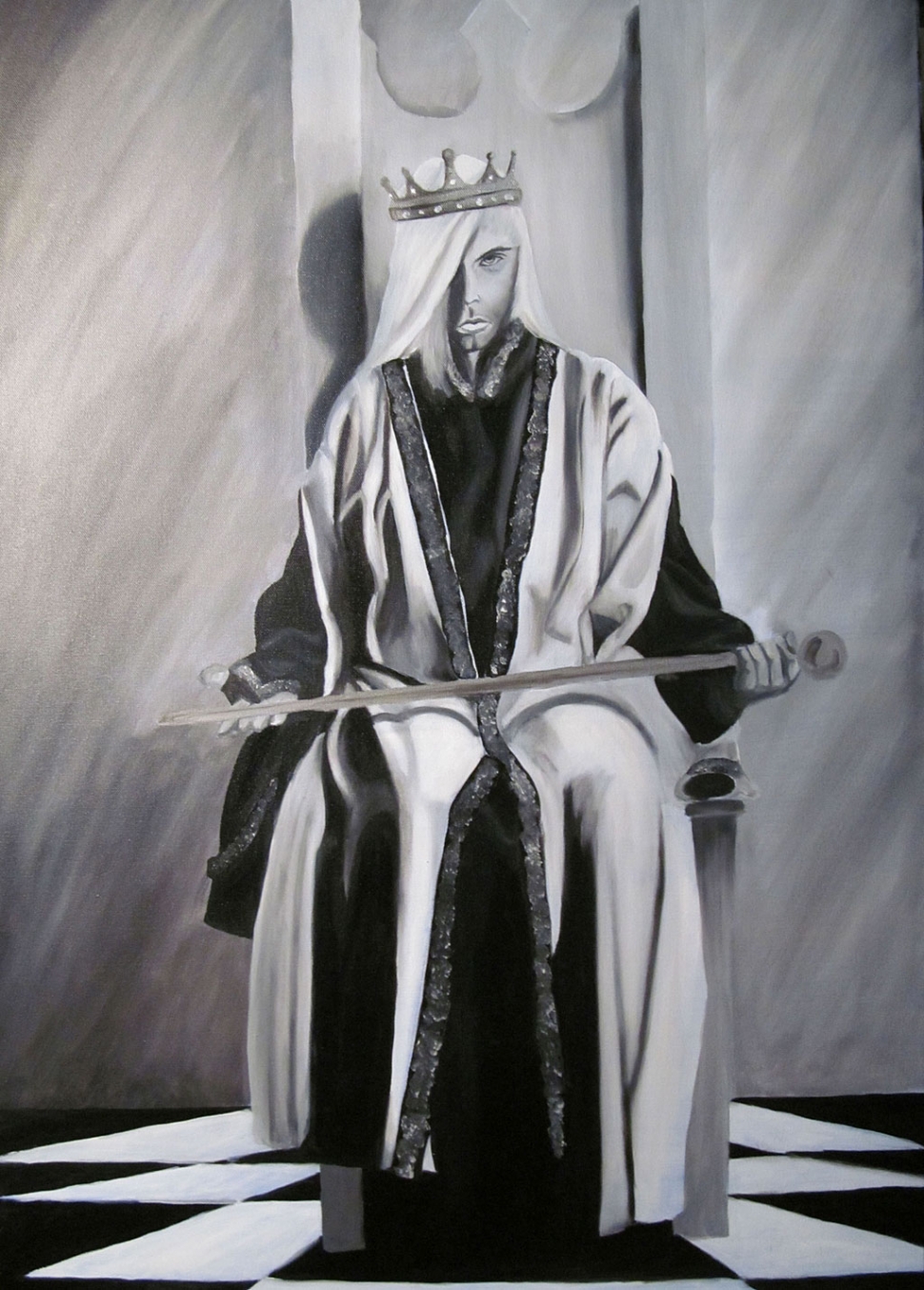 “The White Chess King”, oil on canvas, 24” x 36”, by Michele Baggenstoss