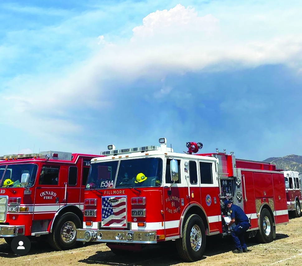 On September 7th, 2024, Medic Engine 91 was dispatched to the #linefire as part of XVE1551A, a mixed strike team with Ventura City Fire Department, Ventura County Fire, and Oxnard City Fire, the crew was on Day 3 and are doing well. As of September 10th, Monday morning, more than 20,00 acres have burned since the Line ignited Thursday evening. The fire is now 3% contained. Multiple evacuation orders are in place for nearby residents. Authorities warn that more than 36,000 structures, including homes and businesses, are threatened. Photo courtesy Fillmore Fire Department.