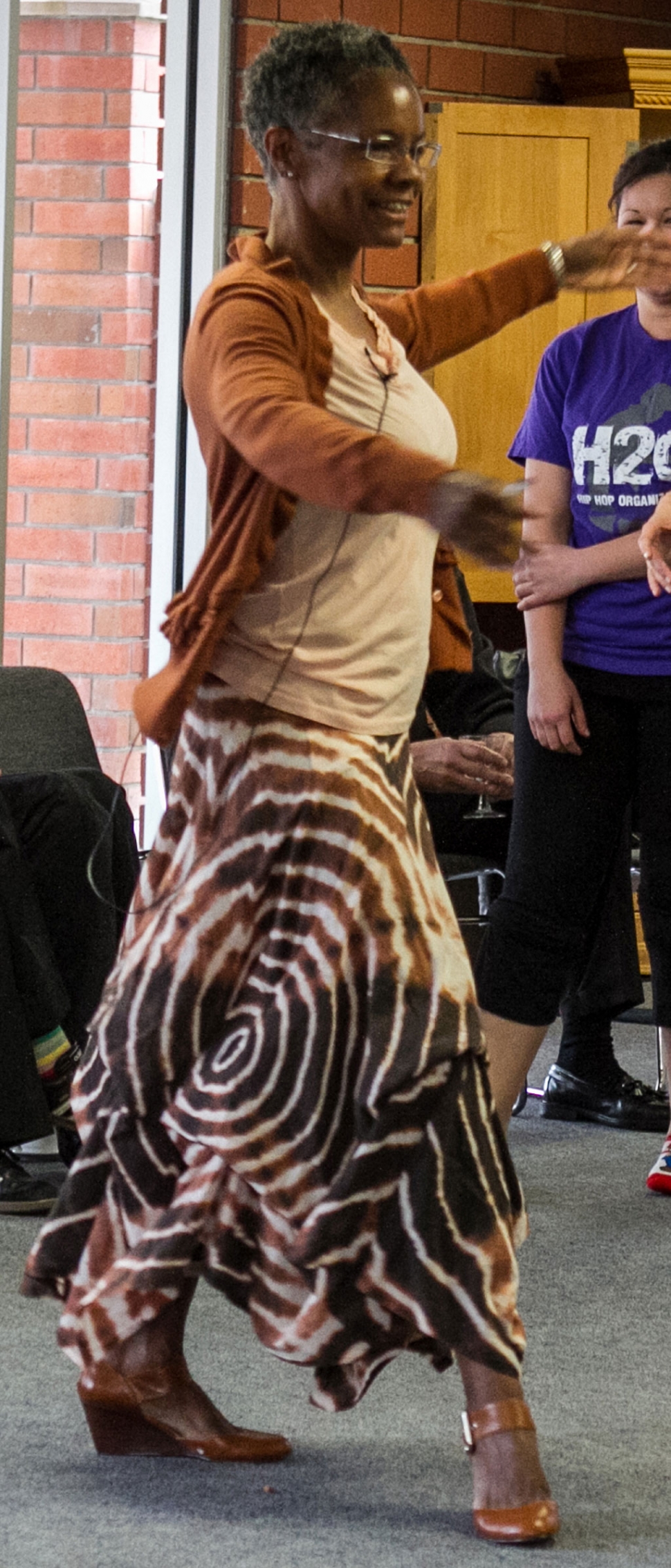 Faculty member Carla Walter dancing. Photo credit: Brian Stethem/CLU
