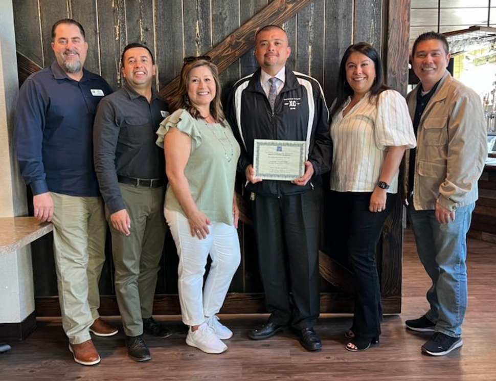 On April 21, 2023, the North Ventura Chapter of The Association of California School Administrators (ACSA) awarded Fillmore Middle School Principal Carlos Valdovinos 2023 Administrator of the Year. Congratulations Principal Valdovinos and thank you for everything you do for Fillmore Unified staff and students! Inset is Fillmore Middle School Principal Carlos Valdovinos. Courtesy https://www.blog.fillmoreusd.org/fillmore-unified-school-district-blog/2023/4/21/fillmore-middle-school-principal-carlos-valdovinos-awarded-2023-administrator-of-the-year. 