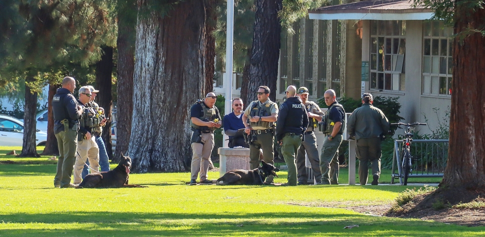 On Tuesday, January 28th, at 12:30 p.m. the school received an anonymous call from a female who claimed that a bomb was in her locker and would go off in 25 minutes, said Capt. Nick Odenath of the Ventura County Sheriff’s Office. The agency is contracted to provide police services in Fillmore. A school resource officer was on campus at the time. Students were escorted to the Booty Sanchez Varsity Baseball Field as law enforcement officers investigated. The response included Fillmore deputies and a bomb-trained K-9 police dog from the Simi Valley Police Department. School Principal Keith Derrick posted updates on Facebook during the incident. By 2 p.m., after authorities deemed the campus safe, the school day continued as scheduled, the principal reported. The incident remains under active investigation, Odenath said. Above photo credit Angel Esquivel; below, Heather Furness