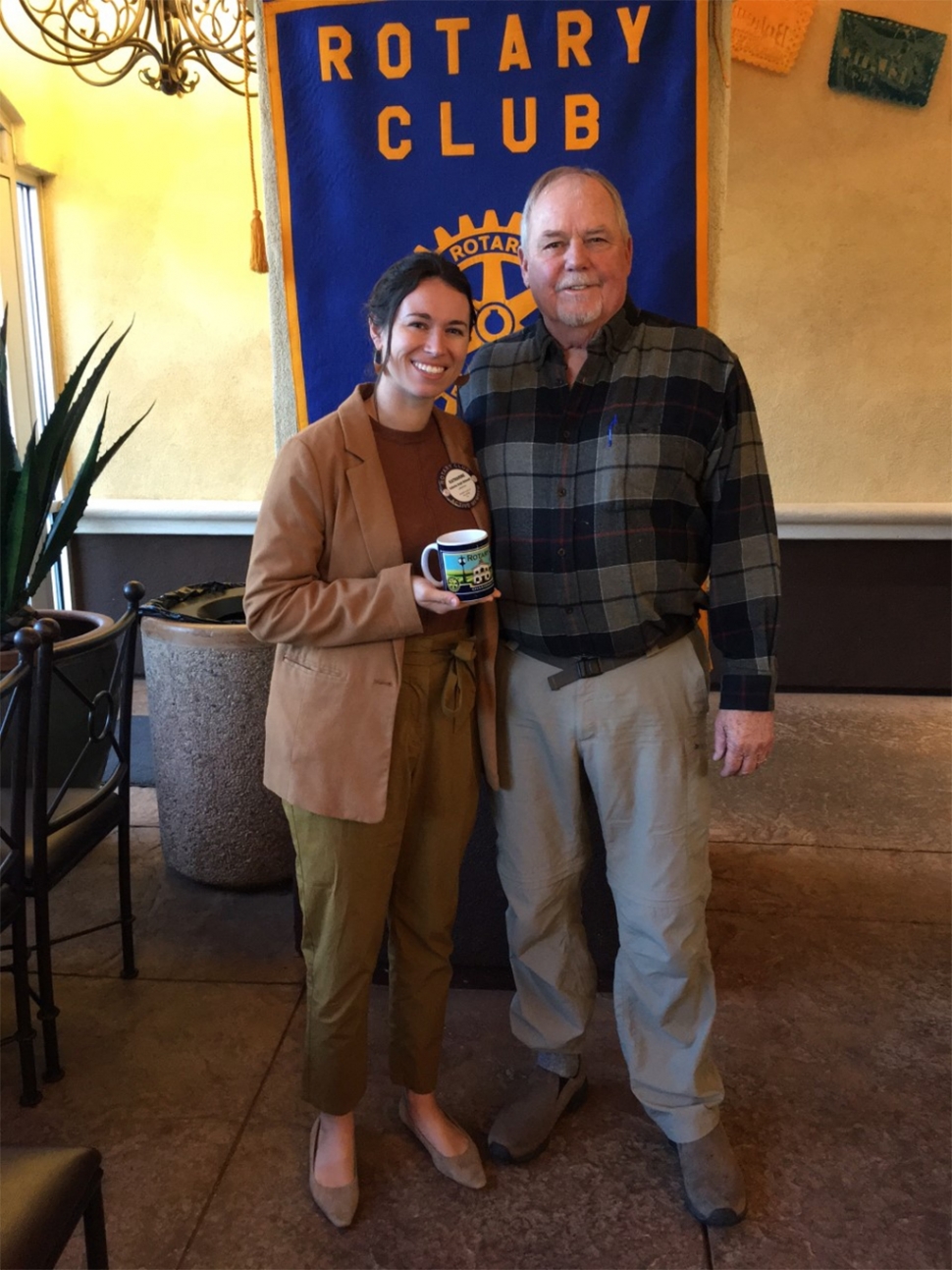 (l-r) Rotarian Katharine McDowell, Branch Manager of the Fillmore Library, and Rotary President Dave Andersen. Photo courtesy Rotarian Martha Richardson.