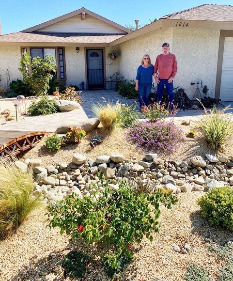 On Monday, September 2, 2024, Fillmore Civic Pride volunteers selected the winners of the September “Yard of the Month”, Tom and Melody Micarelli, pictured above in their award-winning yard. Photo credit By Linda Nunes.