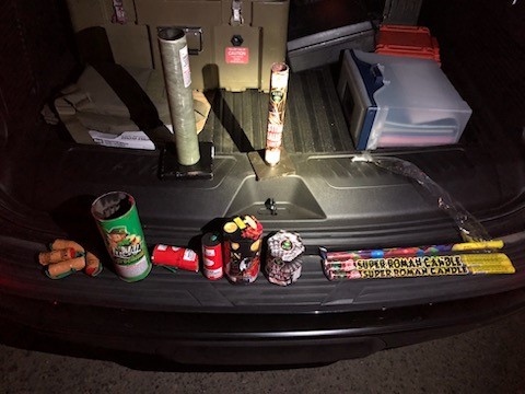 On Thursday, June 27th, 2024, at approximately 2:57 a.m., a patrol deputy was driving in the area of Blaine Avenue and B Street.  While in the area, the deputy observed three male subjects lighting fireworks in the street.  The deputy contacted the subjects and found several spent illegal fireworks in the street.  During the investigation, deputies located additional illegal fireworks inside the trunk of a vehicle belonging to one of the subjects. Based on the circumstances, one Fillmore resident and two Oxnard residents were cited and released for violation of Health and Safety Code section 12677-Possession of Dangerous Fireworks. Information and Photo credit Fillmore Police Department.