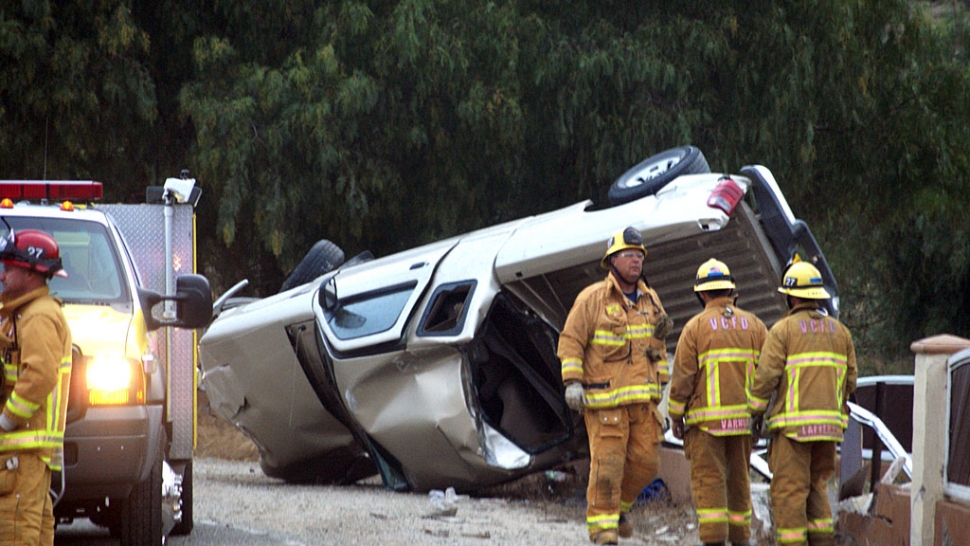 On the morning of April 22, about a mile south of the Bardsdale turn, a truck lays on it side. Photo courtesy Robert Sube.