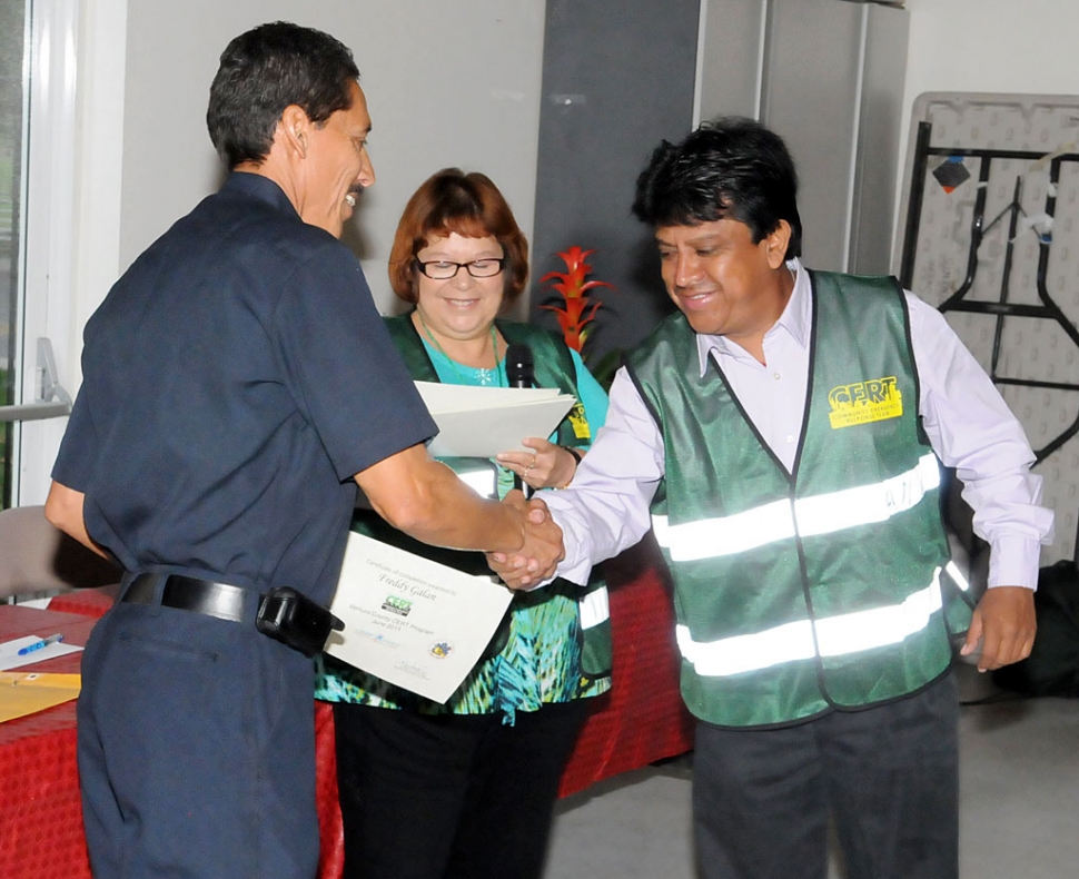 Freddy Galan receiving his diploma.