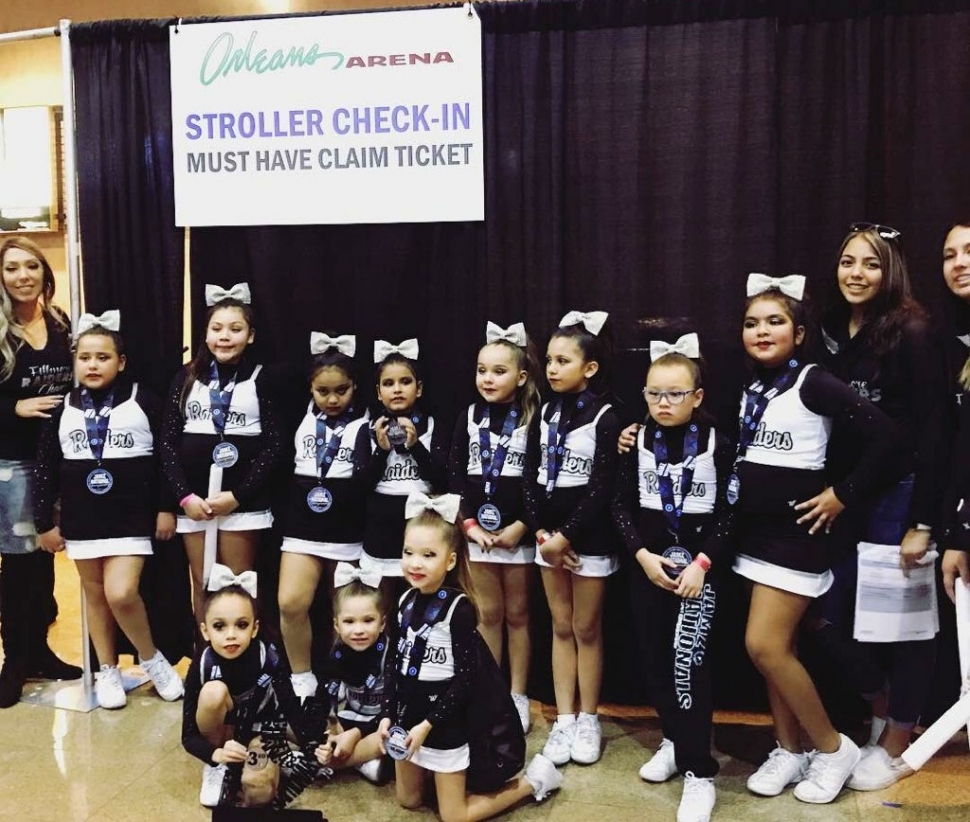 On Saturday, January 26th the Fillmore Raiders competed at the Orleans Area in Las Vegas, Nevada to compete in the Youth Nationals sponsored by Jamz. The team took 3rd in the Division 10 Show Cheer Level 1 against 9 other teams. Pictured is the team in no specific order: Ciera Cervantez, Elianna Murillo, Myla Puebla, Lucia Mynatt, Alynna Perez, Kamille Murillo, Anli Collins, Rayne Celestina, Noelle Magana, Jaylene Ponce, Stevie Magana, Destiny Cortez. Head Coach Brianna Acosta and Trainers Aneesa Valencia,Jazmine Chavez, Daisy Andrade and Angelina Mynatt.