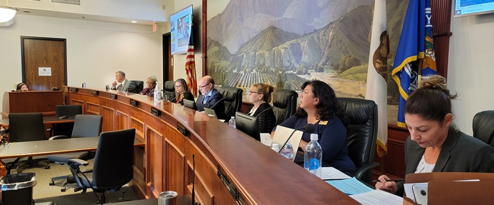 On Tuesday, August 10th at 6:30pm at Fillmore City Hall, for the first time since the COVID-19 lockdown, Fillmore City Council held a 2021 in-person meeting. Pictured is the City Council in attendance, (l-r) City Manager David Rowlands, Council Member Lynn Edmonds, Council Member Ari Larson, Fillmore Mayor Mark Austin, Council Member Dianne McCall, Council Member Christina Villasenor and City Attorney Tiffany Israel. Welcome back!