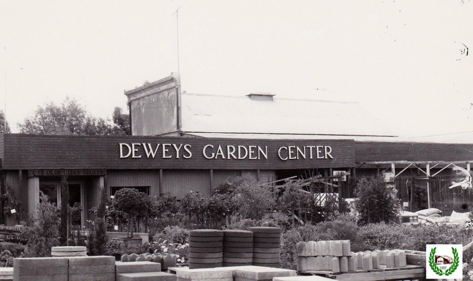 Deweys Garden Center with the old Elkins building in back, 1979.