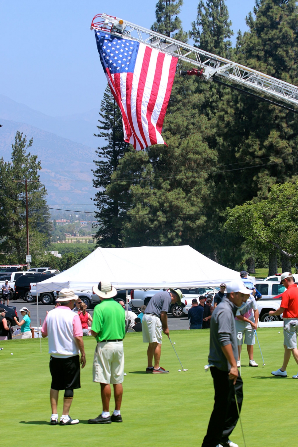 Old Glory flew proudly over the golf course.