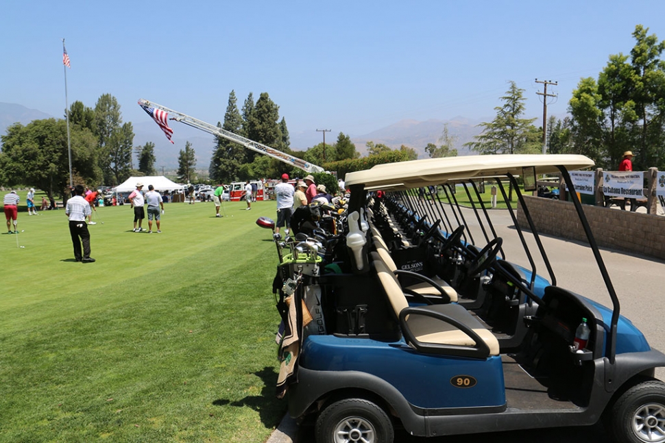 Golf carts were all lined up and ready to go!