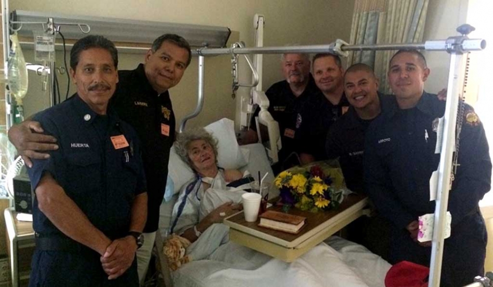 In August 2014 Chief Landeros and Fillmore Fire crew visited Fillmore resident Darlene Wallace at CMH Hospital. Fillmore Fire had responded to a woman not breathing and no pulse. Wallace was defibrillated twice. After 15 minutes of CPR she regained her heart beat. Visiting her in the hospital was just one of the caring ways the Chief exemplified his leadership.