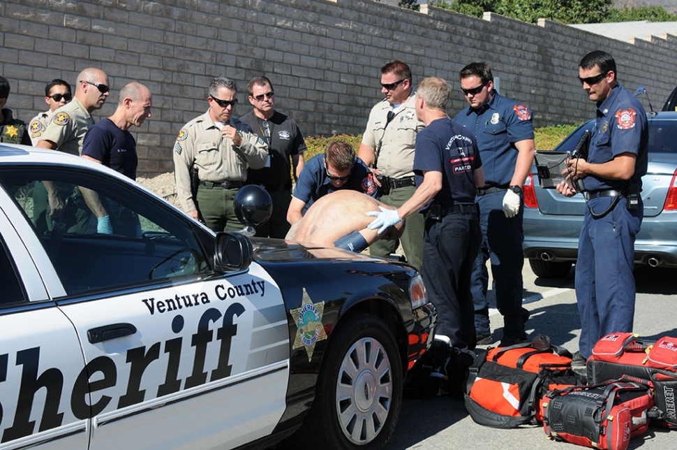 At about 10 a.m. Wednesday the Ventura County Sheriff’s Department responded to a call for help at a residence on Toland Road near Highway 126. According to Sheriff’s Sergeant Jason Hendren, the suspect, Caucasian male appearing to be in his mid 20s, had crashed his vehicle through the main gate of a private residence to gain entrance. The Sheriff’s Dept. quickly responded with approximately 6 units including a K-9 unit. A Sheriff’s helicopter assisted in securing the house and orchard area. The suspect was arrested in the southern part of an adjacent avocado orchard after being tracked by the K-9 unit. The name of the suspect and additional details were not available at press time.
