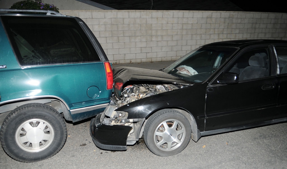 At approximately 7 p.m. Sunday, the driver of an eastward bound car crashed his vehicle into the rear of a car parallel-parked on Old Telegraph Road. A sobriety test was given by a Sheriff’s deputy.