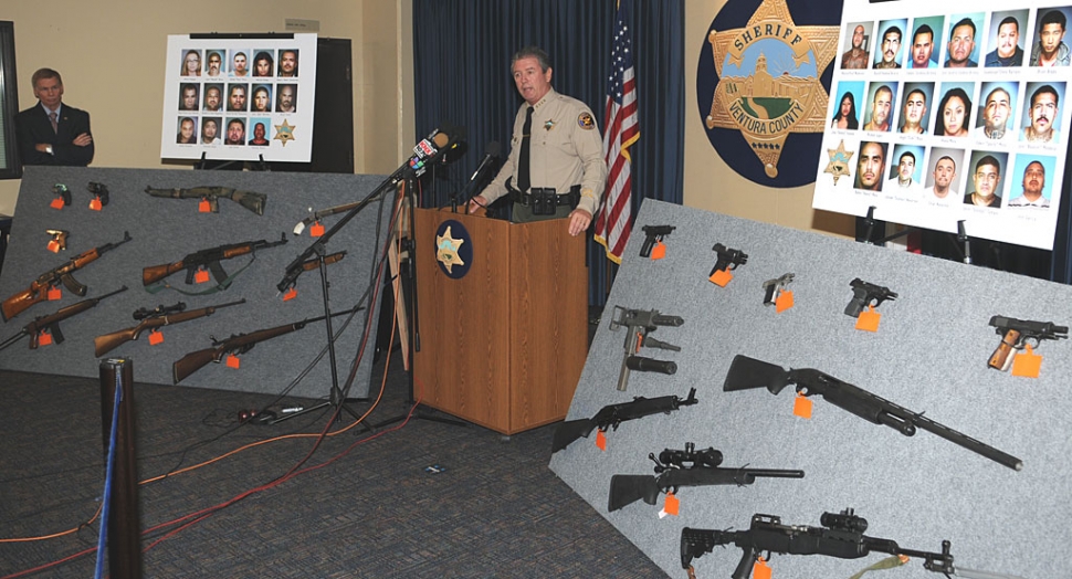 Ventura County Sheriff Geoff Dean announced the indictment of 27 people accused of conspiring to commit assault, extortion, home invasion robberies, commercial pharmaceutical robberies, narcotics trafficking, and other organized criminal activity.
